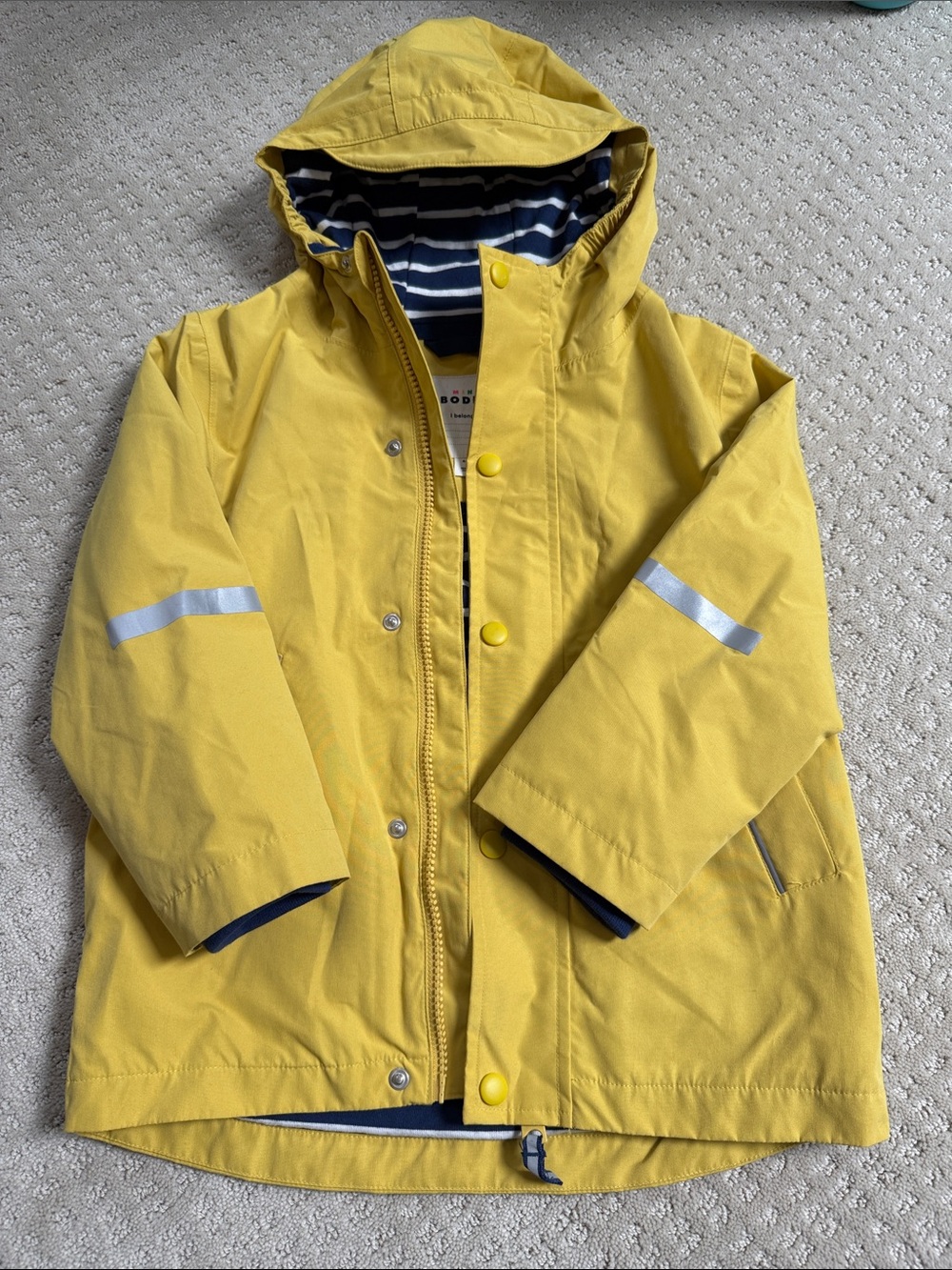 Mini Boden Kids Lined Hooded Raincoat with Reflective Trim
